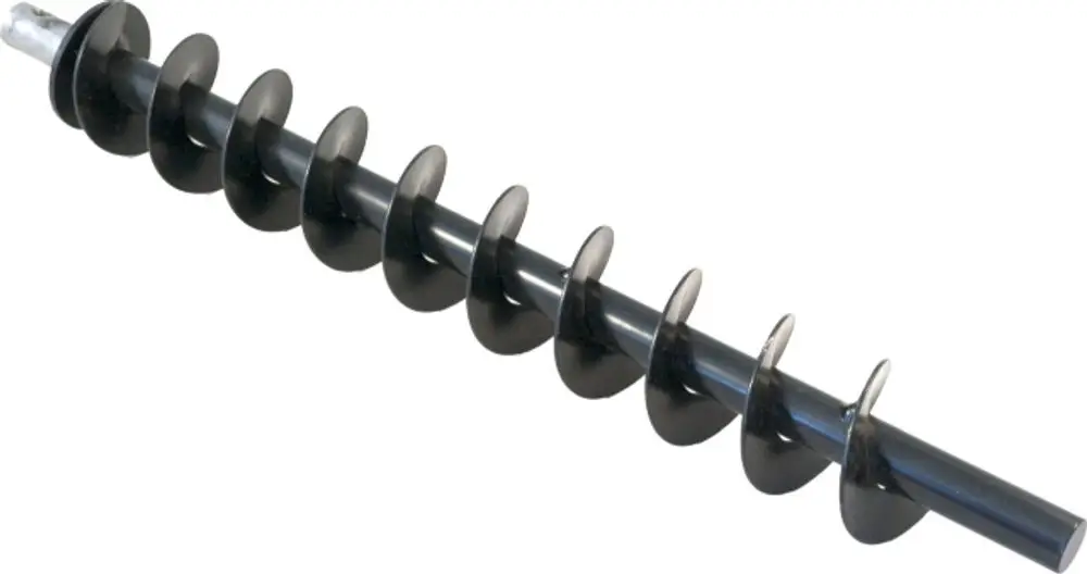 Schwarze Behälterschnecke mit spiraliger Schneide, geeignet für diverse Anwendungen, hergestellt von der Marke Wolf.